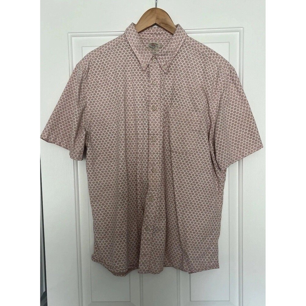 Faherty Playa Shirt Fishscale Size XL Pink Button Down